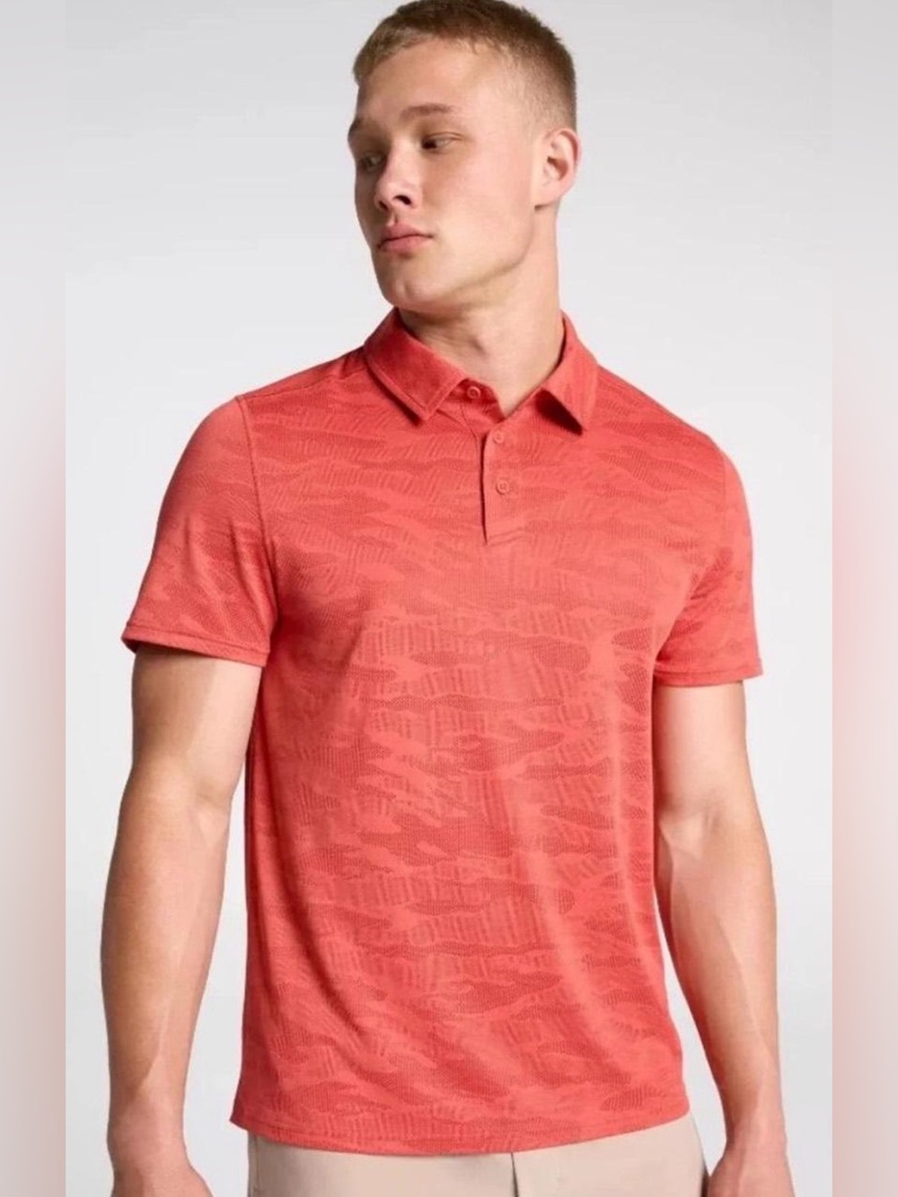 DSG Movement Jacquard Polo Cabana Coral Camo Golf Shirt Men’s Medium NWT